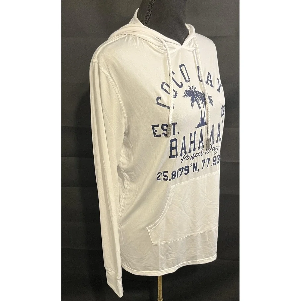 Ingear Swim Shirt Cover Up Womens Small White Hooded Coco Cay‎ Bahamas UPF 50+